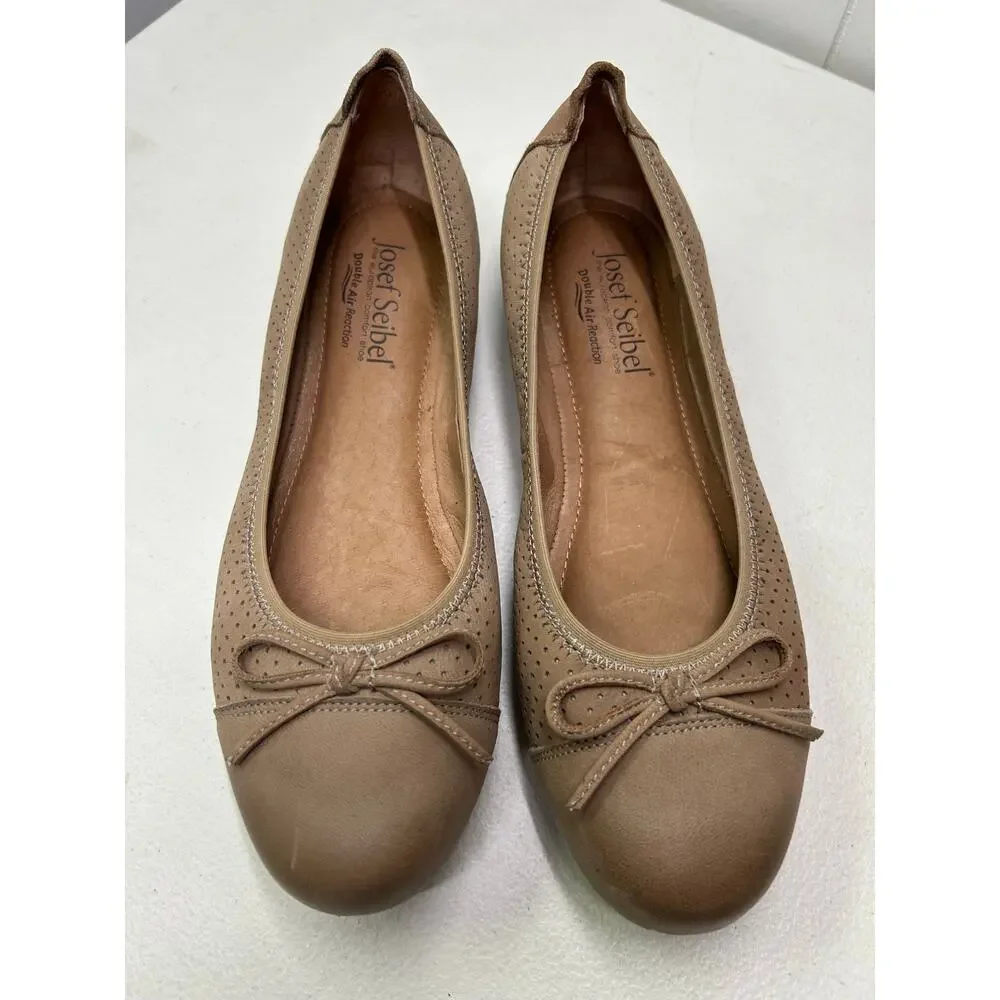 Josef Siebel Pippa Perforated Ballet Flats in Tan. Women's Size 37 or 6.5 US